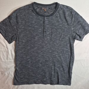 Ben Sherman Henley Shirt Mens XL Gray Striped Short Sleeve Pocket Casual